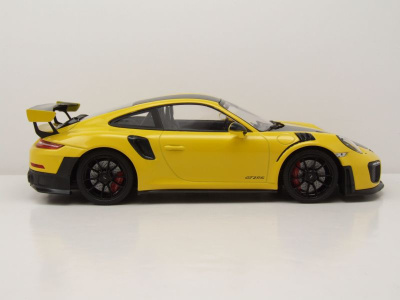 Porsche 911 (991.2) GT2 RS Weissach Package 2018 gelb mit schwarzen Felgen Modellauto 1:18 Minichamps