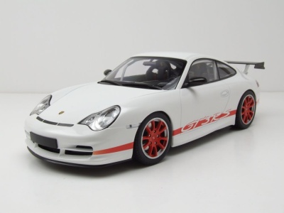 Porsche 911 GT3 RS 2002 weiß mit roten Streifen Modellauto 1:18 Minichamps