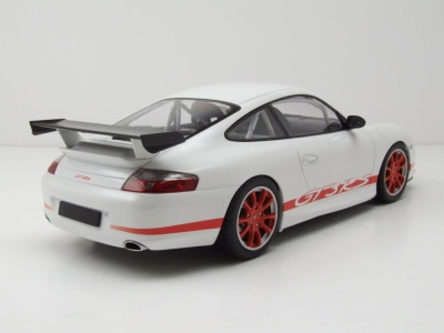 Porsche 911 GT3 RS 2002 weiß mit roten Streifen Modellauto 1:18 Minichamps
