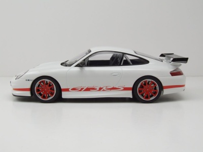 Porsche 911 GT3 RS 2002 weiß mit roten Streifen Modellauto 1:18 Minichamps