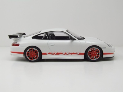 Porsche 911 GT3 RS 2002 weiß mit roten Streifen Modellauto 1:18 Minichamps