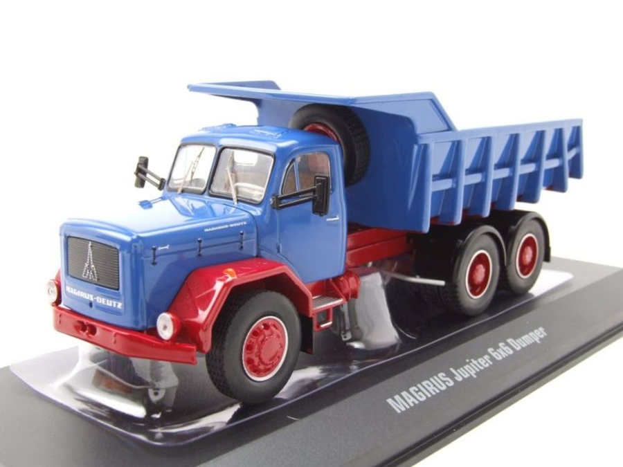Modellauto Magirus Jupiter 6X6 Muldenkipper blau rot 1:43 ixo