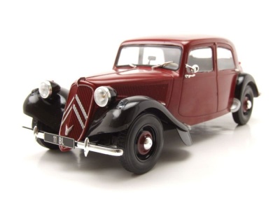 Citroen Traction Avant 11BL 1952 dunkelrot schwarz Modellauto 1:24 Whitebox