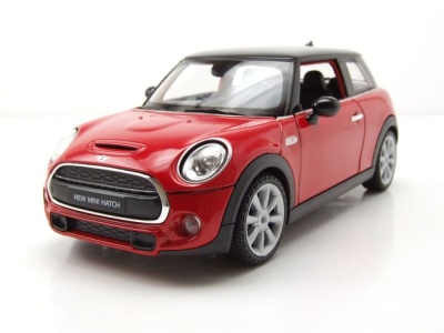 BMW Mini Cooper Hatch 2015 rot schwarz Modellauto 1:24 Welly