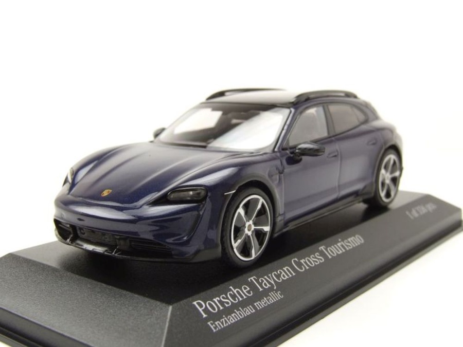Porsche Taycan Cross Tourismo Turbo S 2021 blau metallic Modellauto 1:43 Minichamps