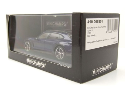 Porsche Taycan Cross Tourismo Turbo S 2021 blau metallic Modellauto 1:43 Minichamps