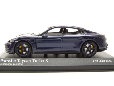 Porsche Taycan Turbo S 2020 blau metallic Modellauto 1:43 Minichamps