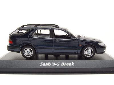 Saab 9-5 Break Kombi 1999 blau metallic Modellauto 1:43 Maxichamps