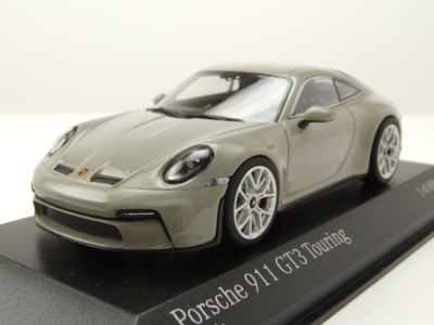 Porsche 911 (992) GT3 Touring 2021 kreide grau mit silbernen Felgen Modellauto 1:43 Minichamps