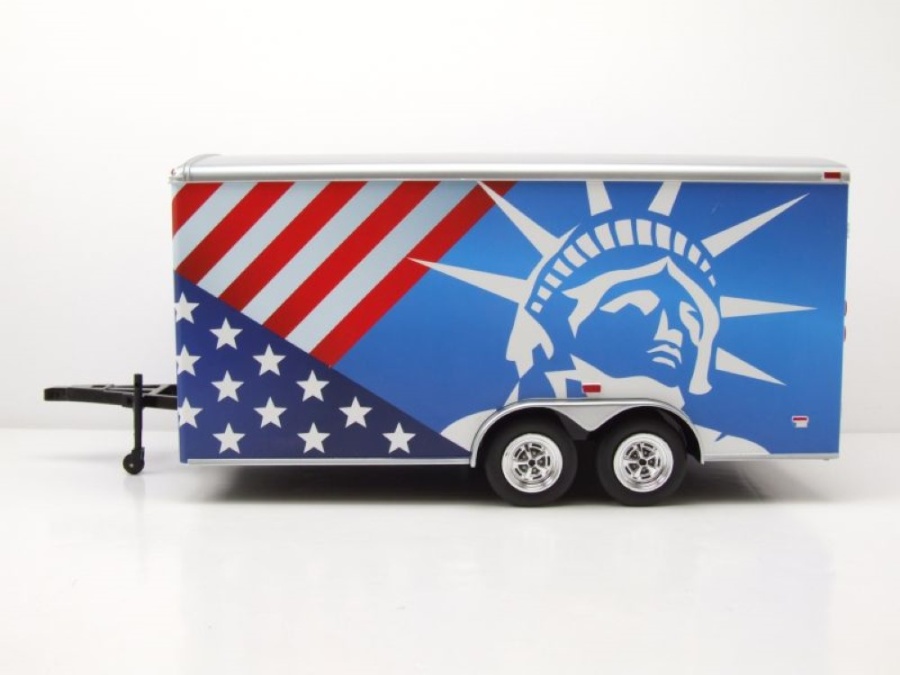 Modellauto Enclosed Trailer Anhänger Patriotic USA rot weiß