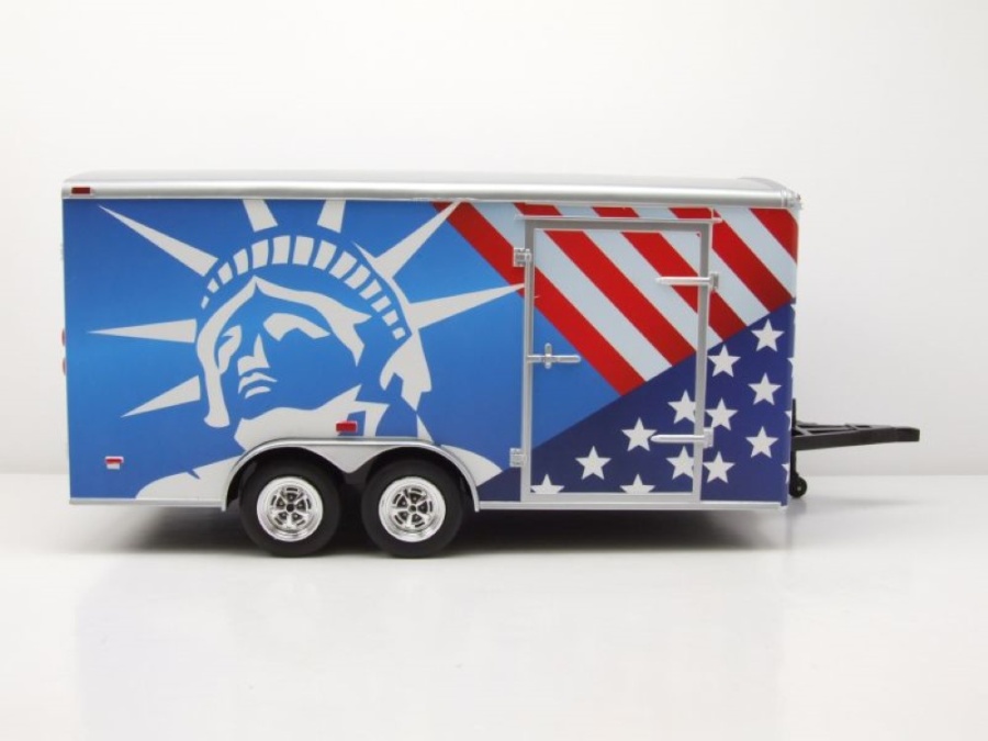 Modellauto Enclosed Trailer Anhänger Patriotic USA rot weiß blau 1