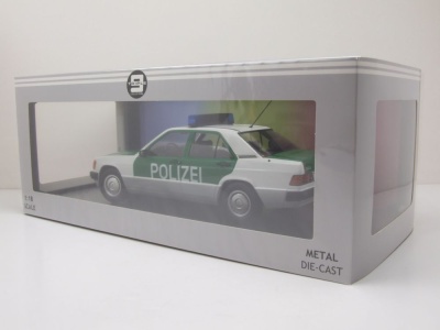 Mercedes 190 W201 Polizei 1993 grün weiß Modellauto 1:18 Triple9