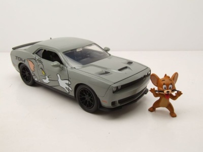 Dodge Challenger Hellcat 2015 grau Tom & Jerry mit Figur Modellauto 1:24 Jada Toys