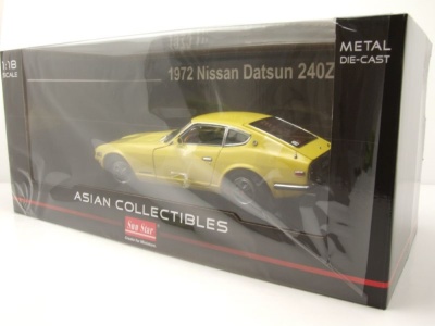 Datsun 240Z Coupe 1972 gelb Modellauto 1:18 Sun Star