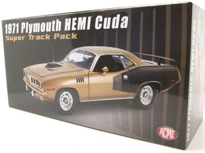 Plymouth Hemi Cuda Super Track Pack 1971 goldbraun schwarz Modellauto 1:18 Acme