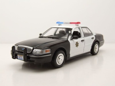 Ford Crown Victoria Police Interceptor Reno Sheriff Department 1998 schwarz weiß Reno 911! Modellauto 1:24 Greenlight Collectibles