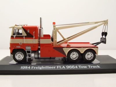 Freightliner FLA 9664 Tow Truck 1984 orange weiß Modellauto 1:43 Greenlight Collectibles