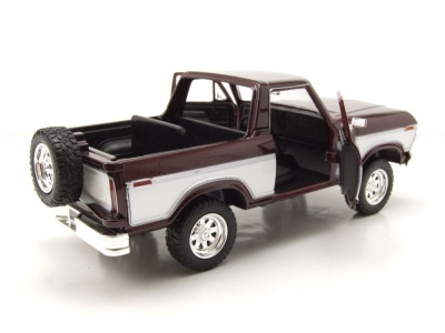 Ford Bronco Pick Up 1978 dunkelrot weiß Modellauto 1:24 Motormax