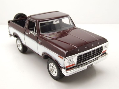 Ford Bronco Pick Up 1978 dunkelrot weiß Modellauto 1:24 Motormax