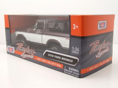 Ford Bronco Pick Up 1978 dunkelrot weiß Modellauto 1:24 Motormax