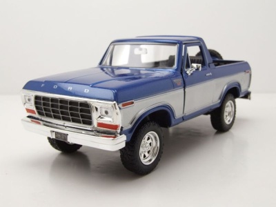 Ford Bronco Pick Up 1978 blau silber Modellauto 1:24...