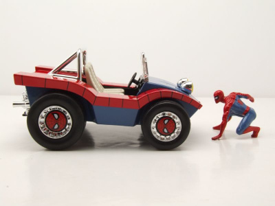 Buggy blau rot mit Spiderman Figur Modellauto 1:24 Jada Toys