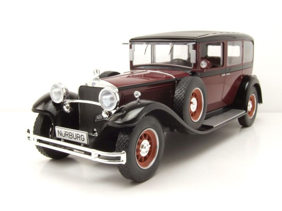 Mercedes Typ Nürburg 460/460 K (W08) 1928 dunkelrot schwarz Modellauto 1:18 MCG