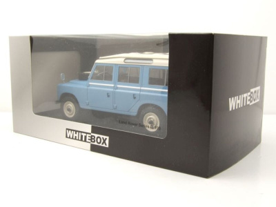 Land Rover 109 Serie III 1980 blau weiß Modellauto 1:24 Whitebox