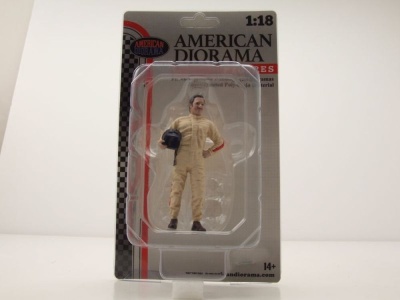 Figur Racing Legends 60s Rennfahrer beige Helm unter Arm für 1:18 Modelle American Diorama