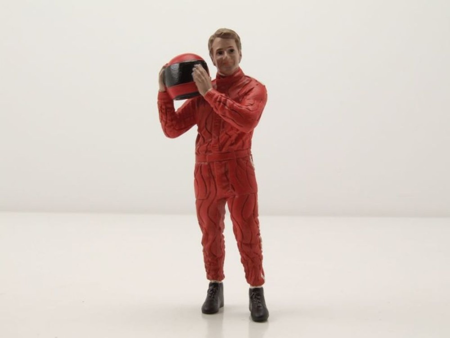 Figur Racing Legends 70s Rennfahrer rot mit Helm für 1:18 Modelle American Diorama