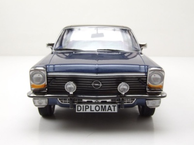 Opel Diplomat B 1972 dunkelblau metallic matt schwarz Modellauto 1:18 MCG