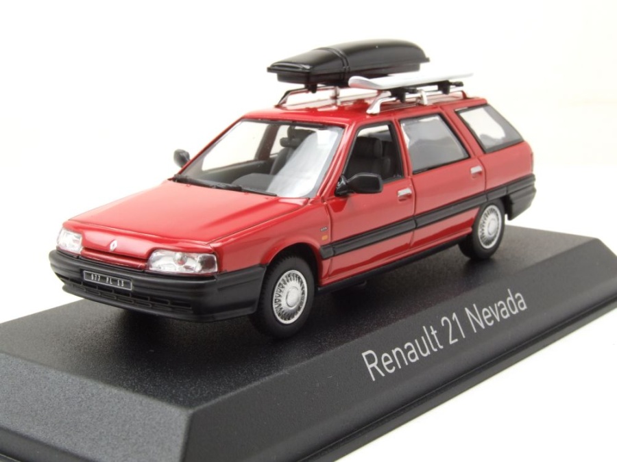Renault 21 Nevada 1989 rot mit Dachgepäckträger Modellauto 1:43 Norev
