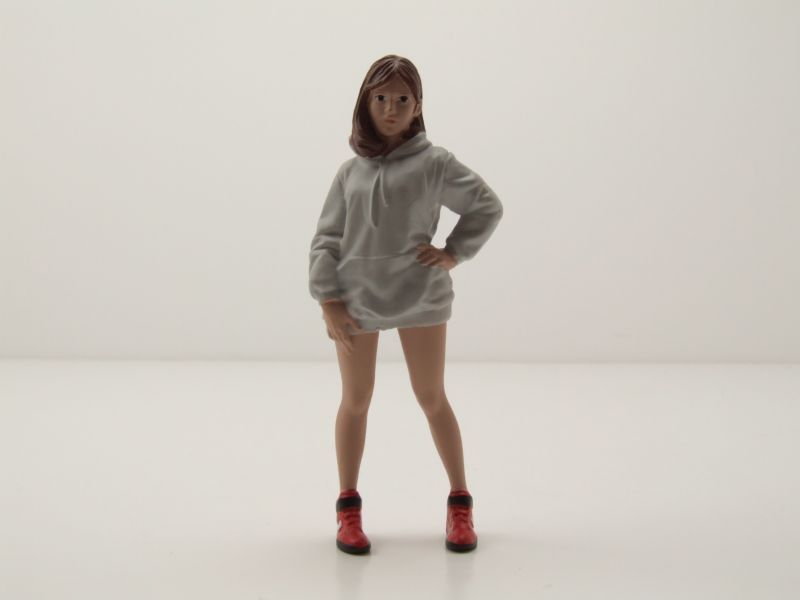 Figur Hip Hop Girls 2 hellgrauer Hoddie für 1:18 Modelle American Diorama