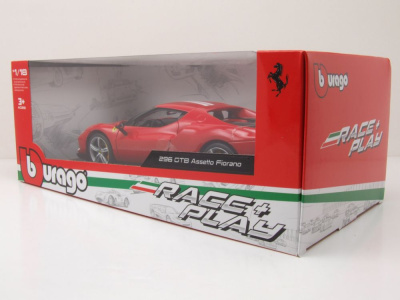 Ferrari 296 GTB Assetto Fiorano rot weiß Modellauto 1:18 Bburago