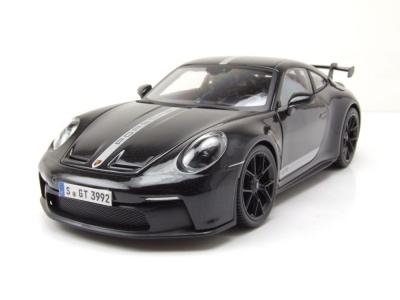 Porsche 911 GT3 2023 schwarz mit Streifen Modellauto 1:18 Maisto