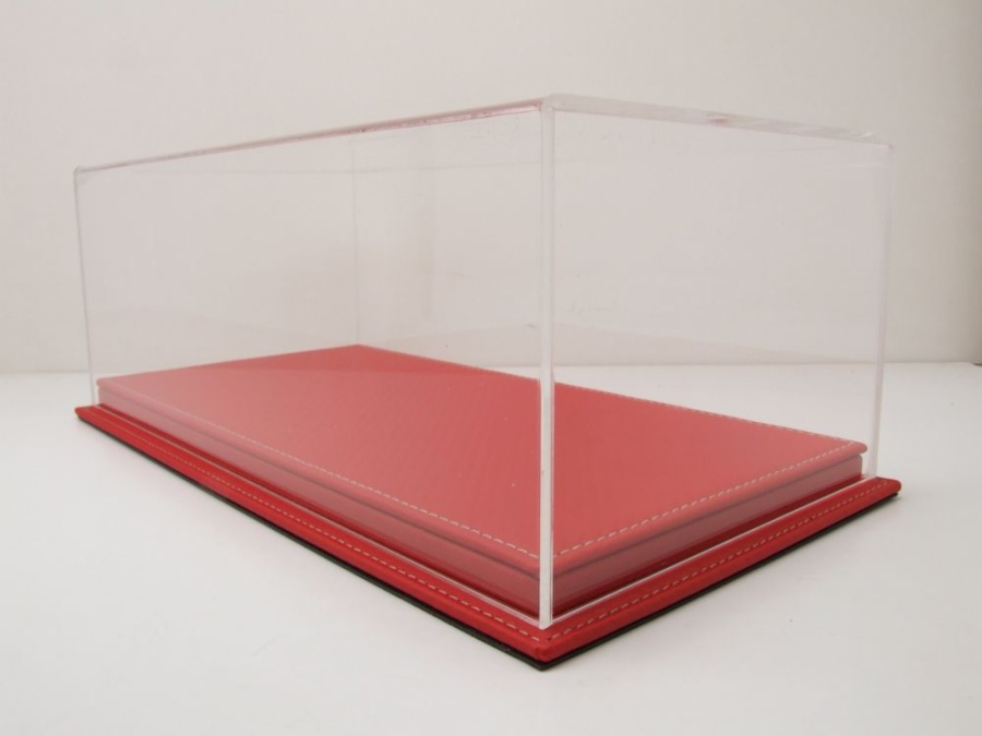 Klarsichtbox Acryl Vitrine Mulhouse mit Lederboden rot carbon für 1:18 Modelle Zubehör Atlantic
