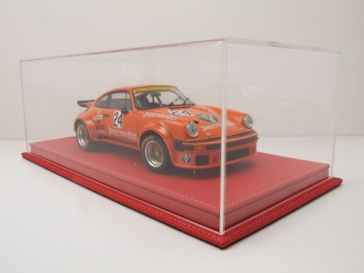 Klarsichtbox Acryl Vitrine Mulhouse mit Lederboden rot carbon für 1:18 Modelle Zubehör Atlantic
