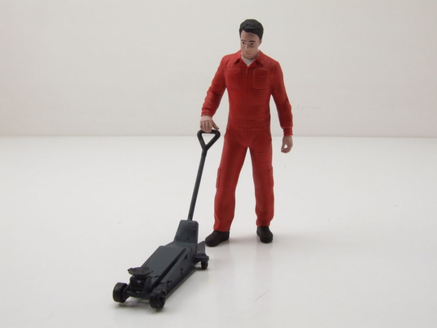 Figur Mechaniker Sam mit Wagenheber orange für 1:18 Atlantic