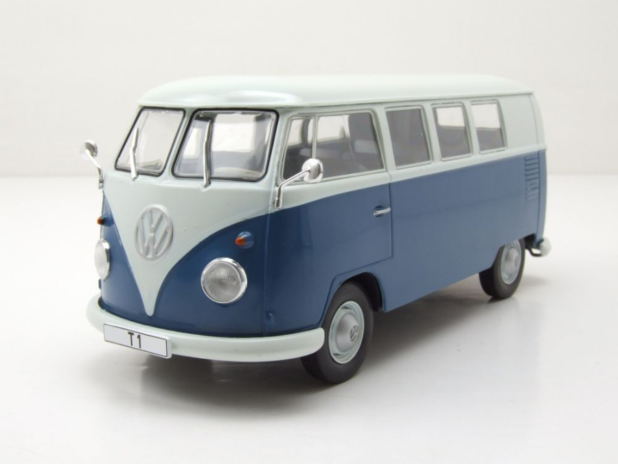 Modellauto VW T1 Bus 1960 blau weiß 1:24 Whitebox bei