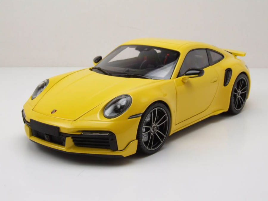 Porsche 911 992 Turbo S Sport Design 2021 gelb Modellauto 1:18 Minichamps