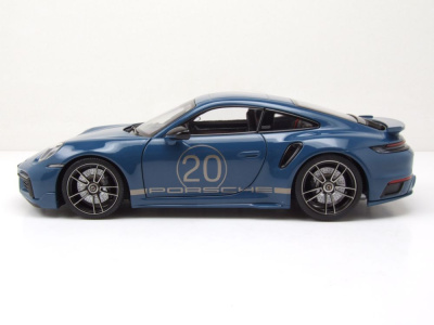 Porsche 911 992 Turbo S Coupe Sport Design 2021 blau Modellauto 1:18 Minichamps