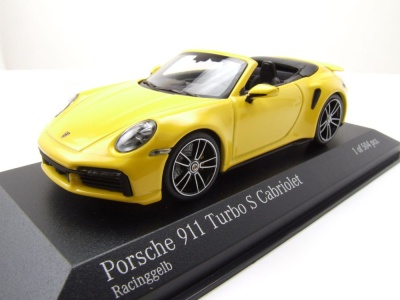 Porsche 911 992 Turbo S Cabrio 2019 gelb Modellauto 1:43...