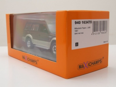 Mitsubishi Pajero LWB 1991 dunkelrot metallic Modellauto 1:43 Maxichamps