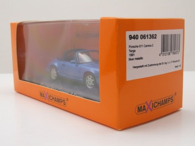 Porsche 911 Targa 964 1991 blau metallic Modellauto 1:43 Maxichamps