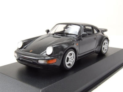 Porsche 911 Turbo 964 1990 schwarz metallic Modellauto 1:43 Maxichamps