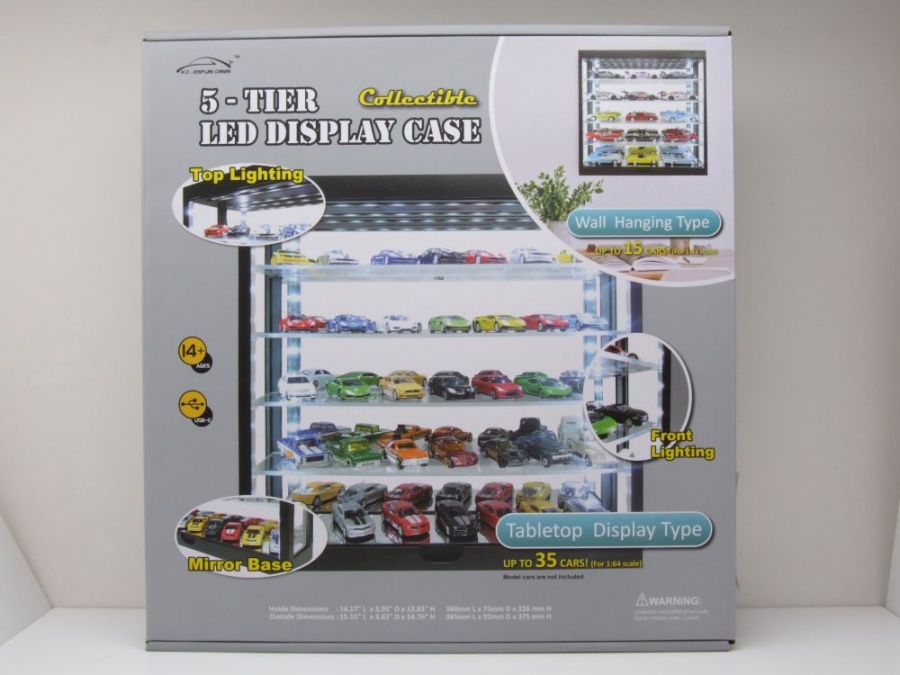 Klarsichtbox Vitrine schwarz mit LEDs für 1:43 1:64 Modellautos Triple9