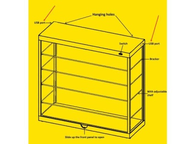 Klarsichtbox Vitrine schwarz mit Spiegelrückwand und LEDs für 1:43 1:64 Modelle Triple9