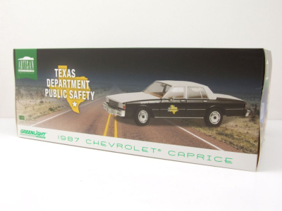 Chevrolet Caprice Texas Department Public Safety 1987 schwarz weiß Modellauto 1:18 Greenlight Collectibles