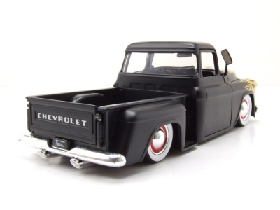 Chevrolet Stepside Pick Up 1955 schwarz gelb mit Flammen Modellauto 1:24 Jada Toys