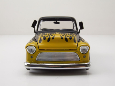 Chevrolet Stepside Pick Up 1955 schwarz gelb mit Flammen Modellauto 1:24 Jada Toys